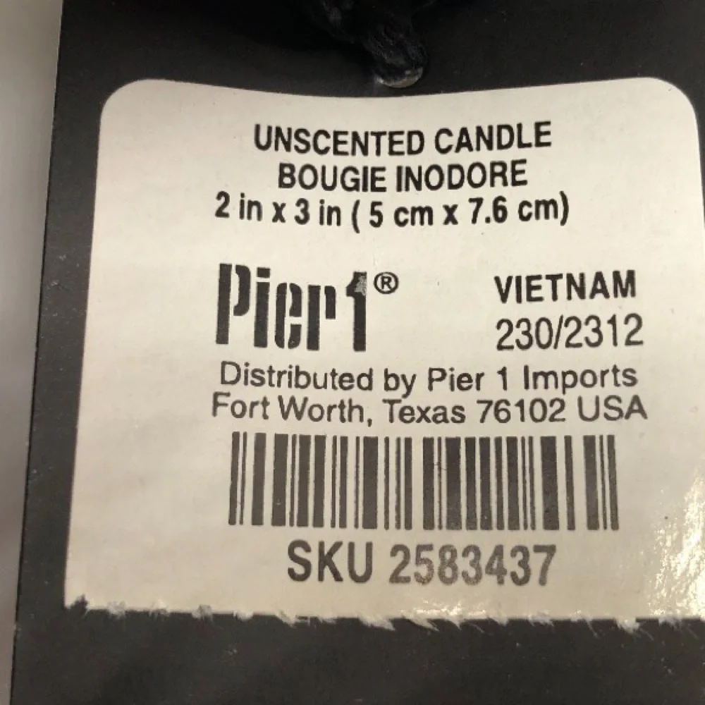 Pier 1 Bougie Inodore Uncented Candles, Tan, 2” x 3”, Set of 2